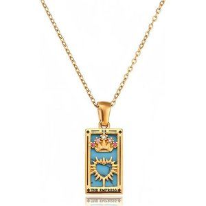 Tarot Card Necklace 18k Gold Plated Tarot Cards Pendant Necklace Vintage